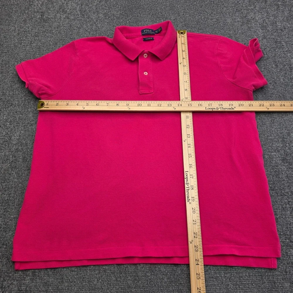 Polo Ralph Lauren Mens XL Classic Fit Pink Pique Short‎ Sleeve Polo Shirt Logo